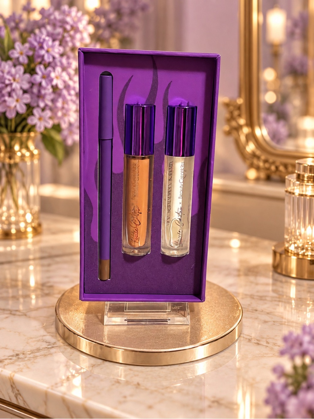 Beauty Creations Purple Lip Trio with Gold Gloss & Clear Topcoat